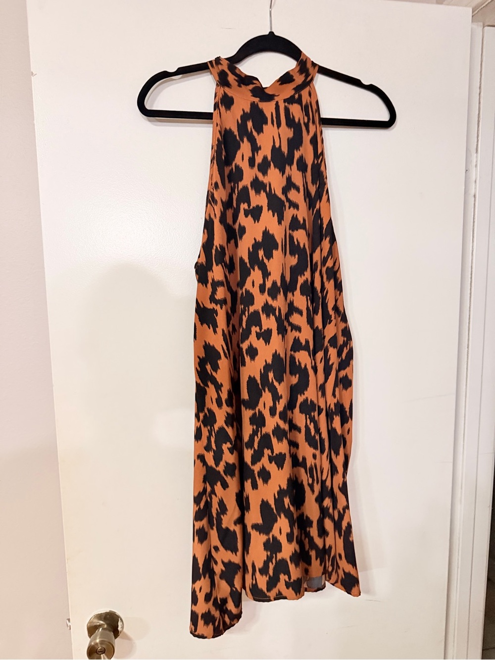 Sleeveless Animal Print Halter Dress